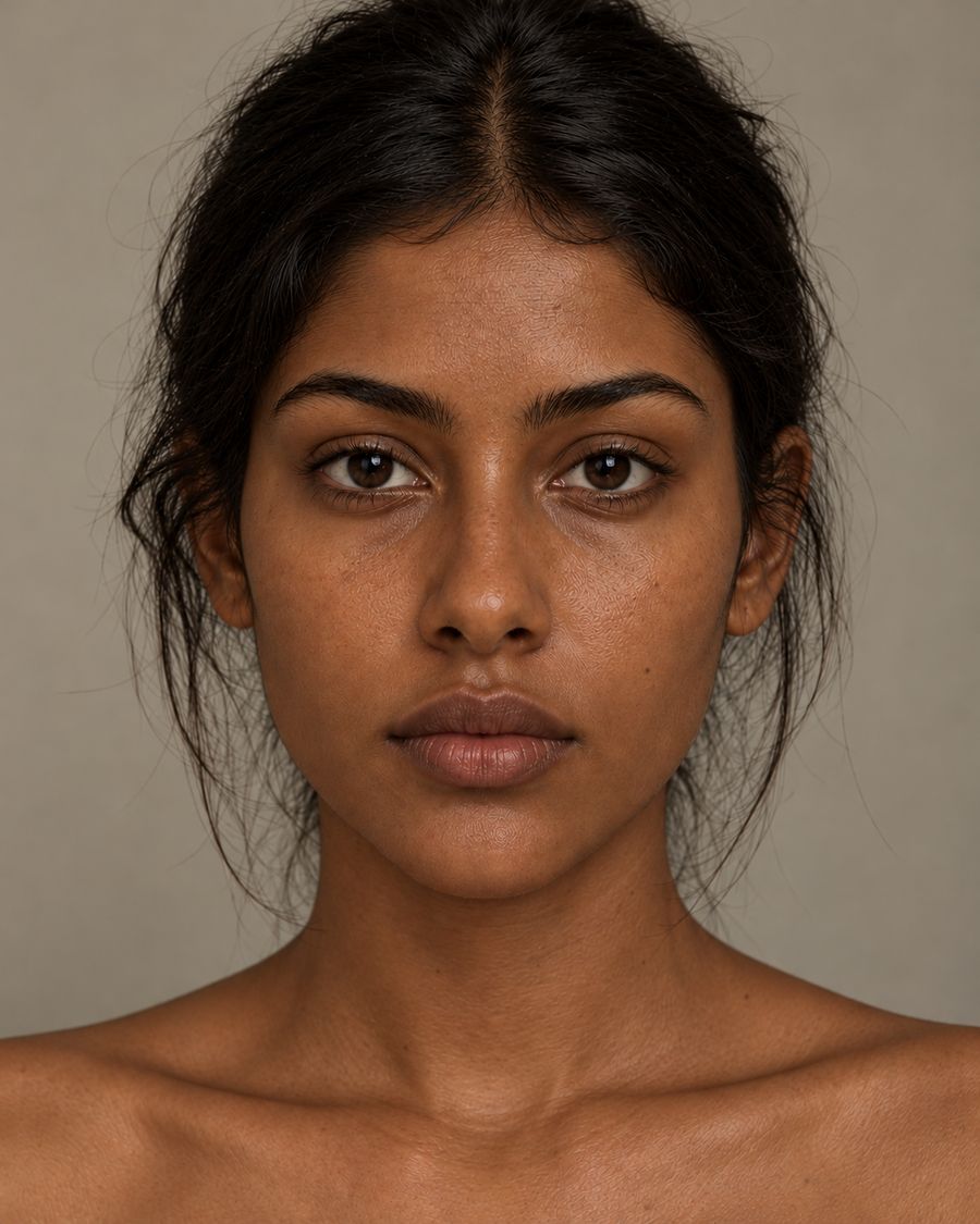 Sample face 3: deep brown skin with neutral to warm undertone