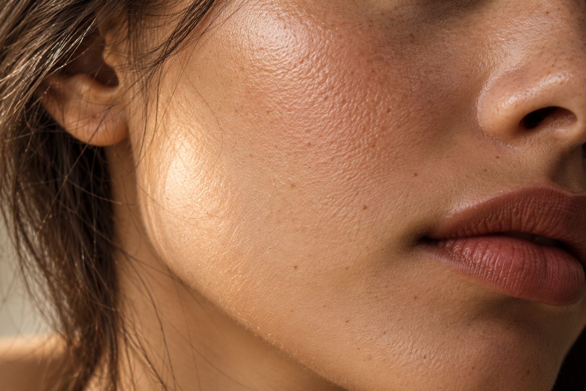 Detail of bare skin texture in raking light